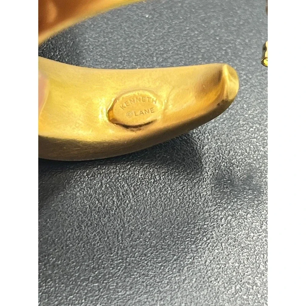 Kenneth Lane KJL Vintage Gold Tone Wider Hoop Clip on Earring  * Single - Picture 4 of 13